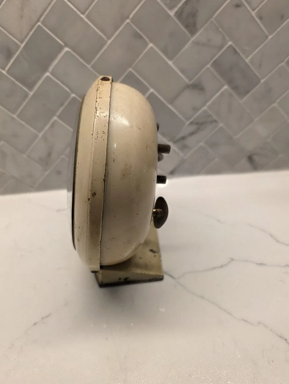 Vintage Mid-Century Westclox Big Ben Chime Alarm Clock Style 7 - Ivory Case